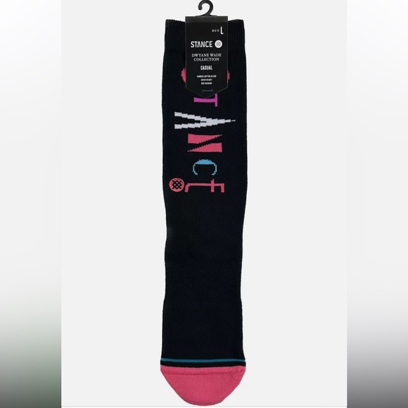Stance Dwyane Wade Collection Black Pink Crew Cotton Cushion Casual Socks - Picture 3 of 8
